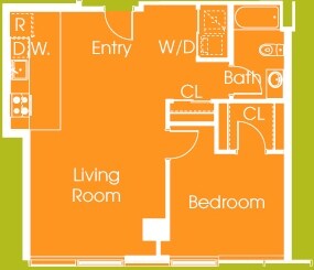 1 Bed 1 Bath (857 sq ft) floor plan
